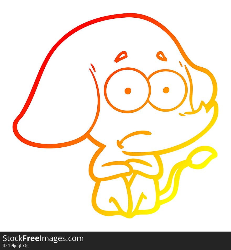 Warm Gradient Line Drawing Cartoon Unsure Elephant