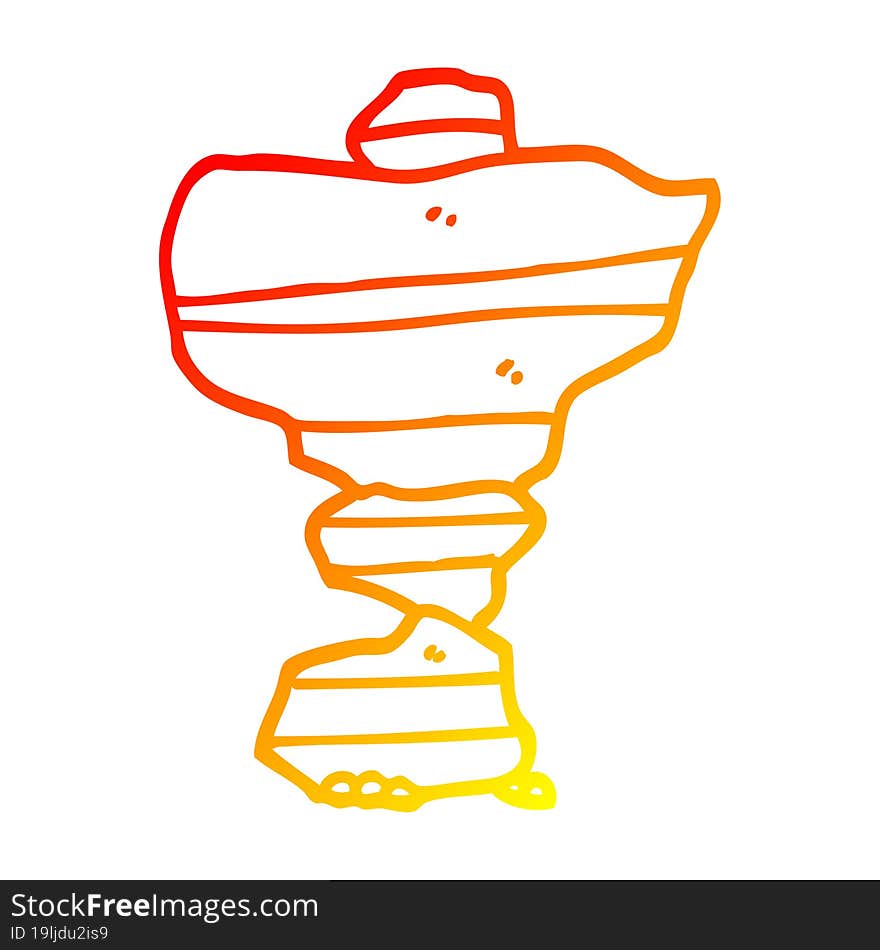 warm gradient line drawing cartoon of stacked stones