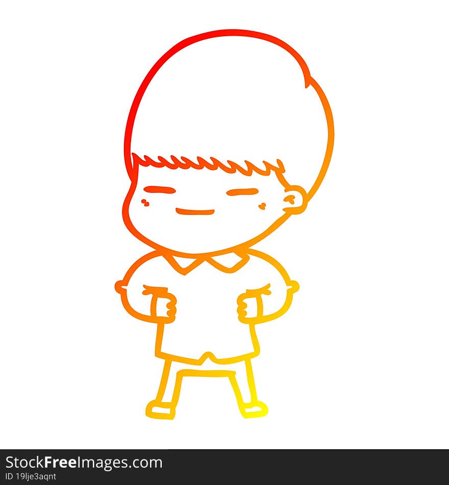 warm gradient line drawing cartoon smug boy