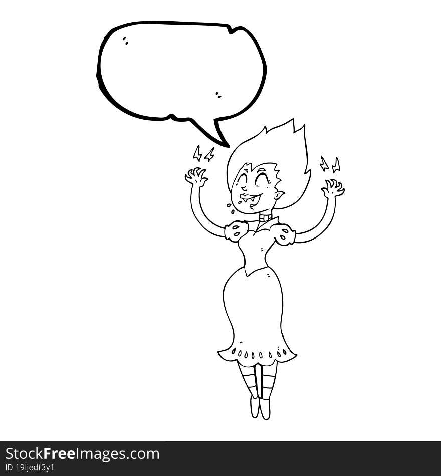 freehand drawn speech bubble cartoon vampire girl