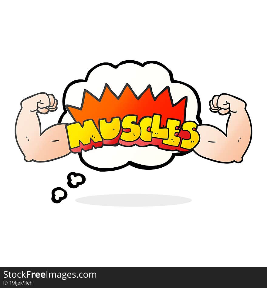 Thought Bubble Cartoon Muscles Symbol