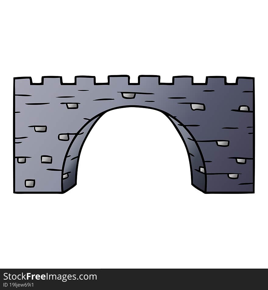 gradient cartoon doodle of a stone bridge