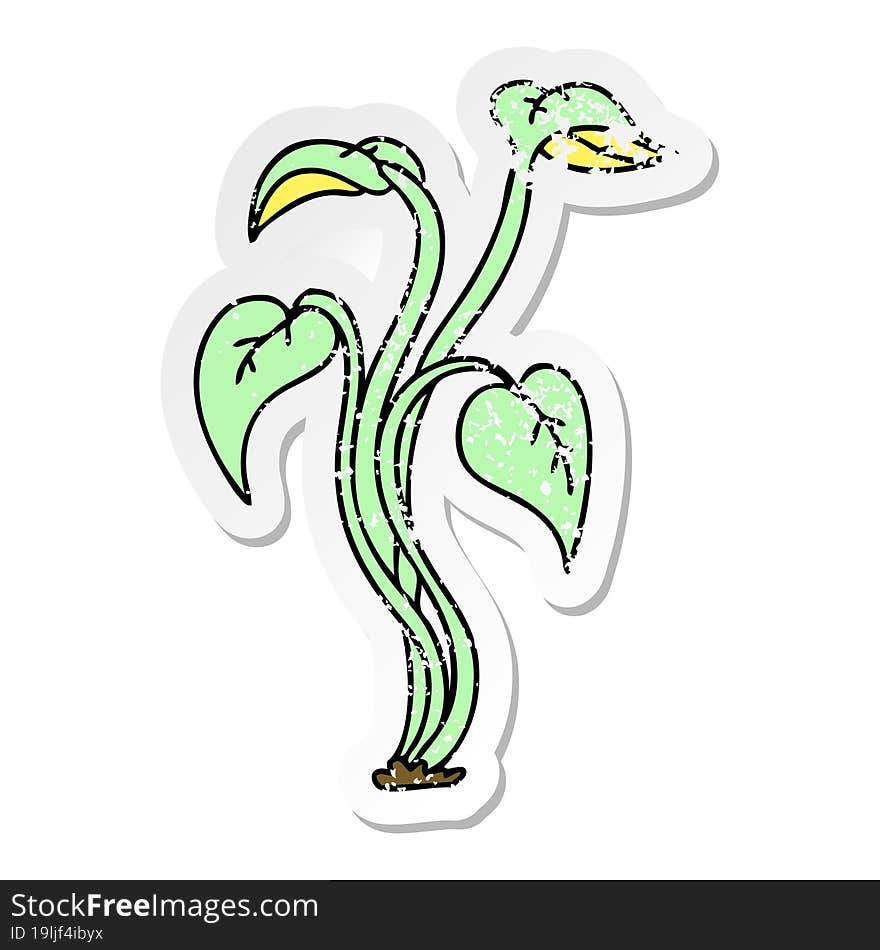 distressed sticker of a quirky hand drawn cartoon plant