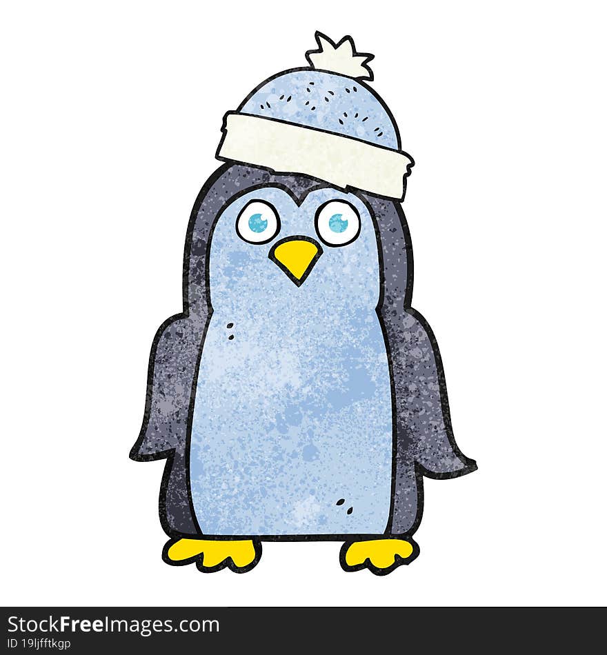 freehand textured cartoon penguin