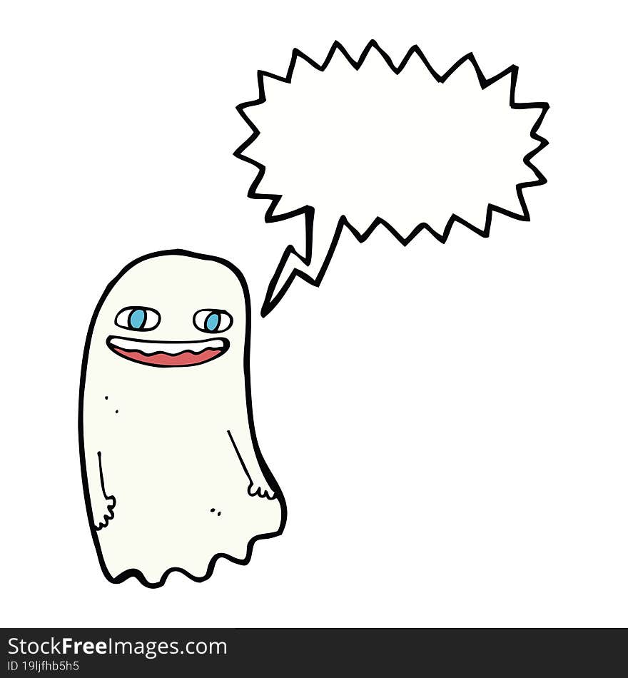 Funny Cartoon Ghost With Speech Bubble