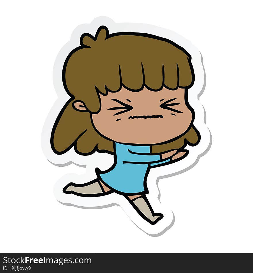 sticker of a cartoon woman