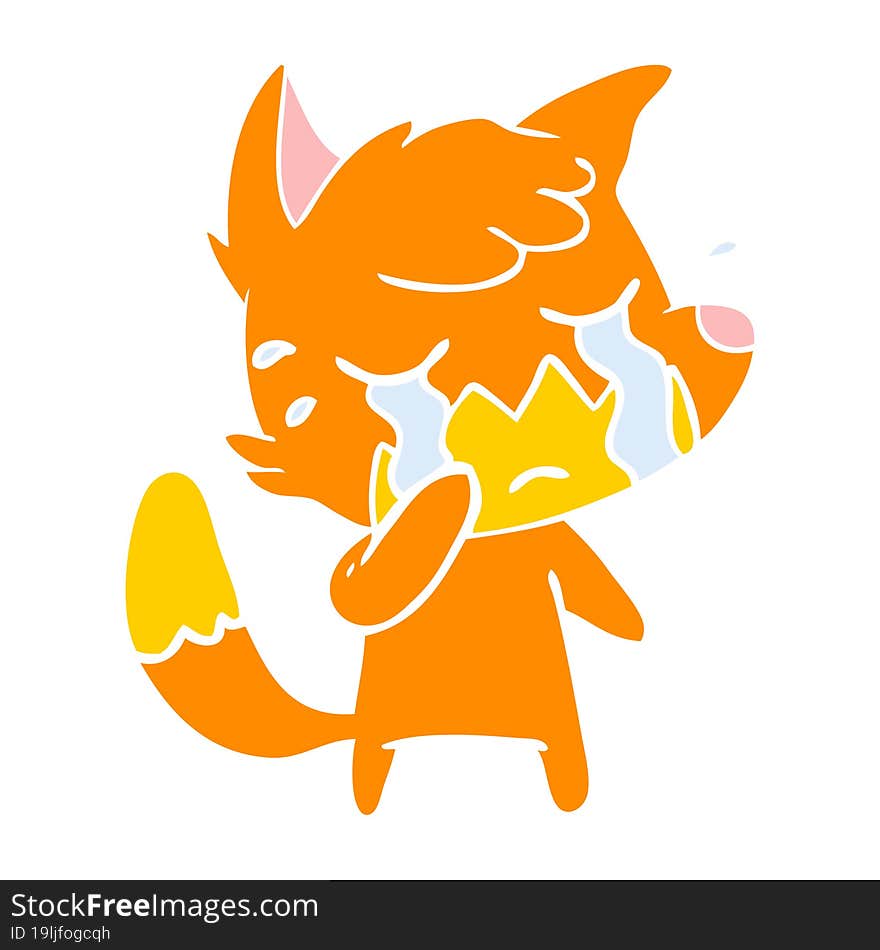 Crying Fox Flat Color Style Cartoon