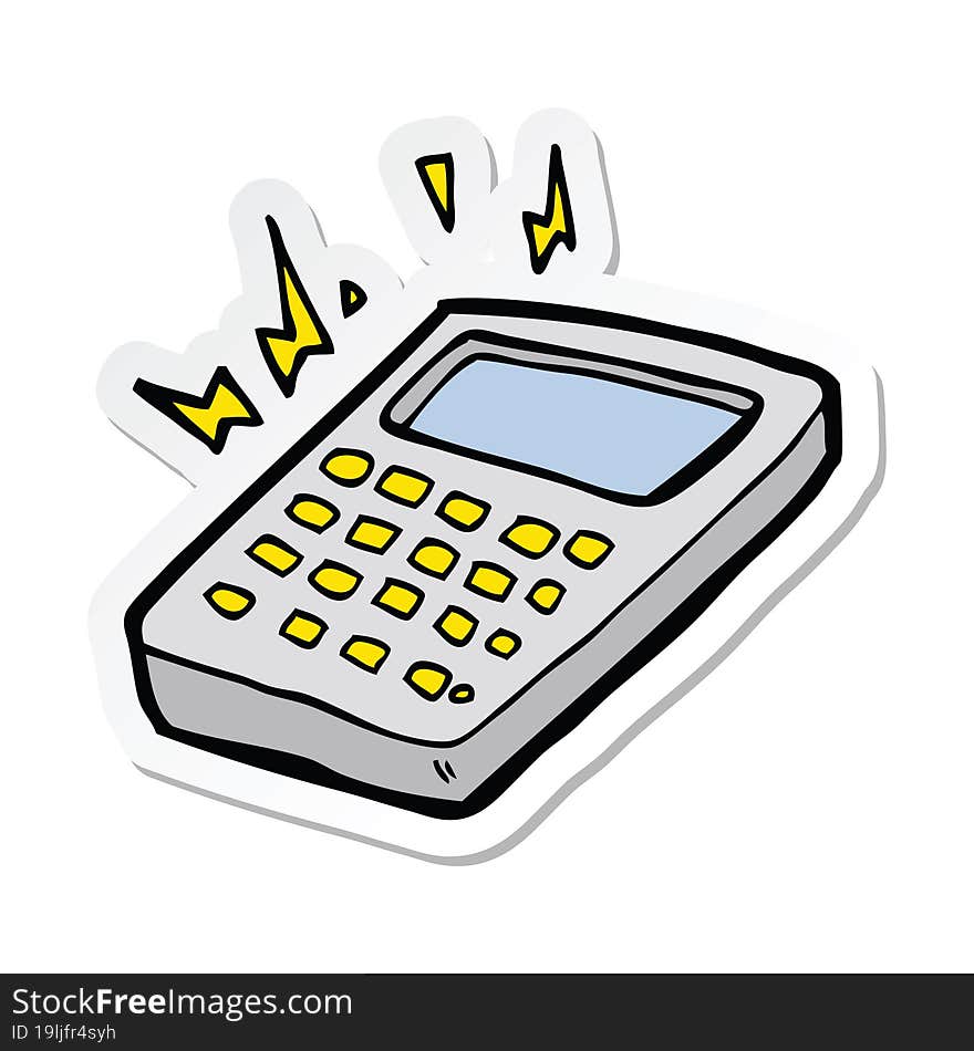 Sticker Of A Cartoon Calculator