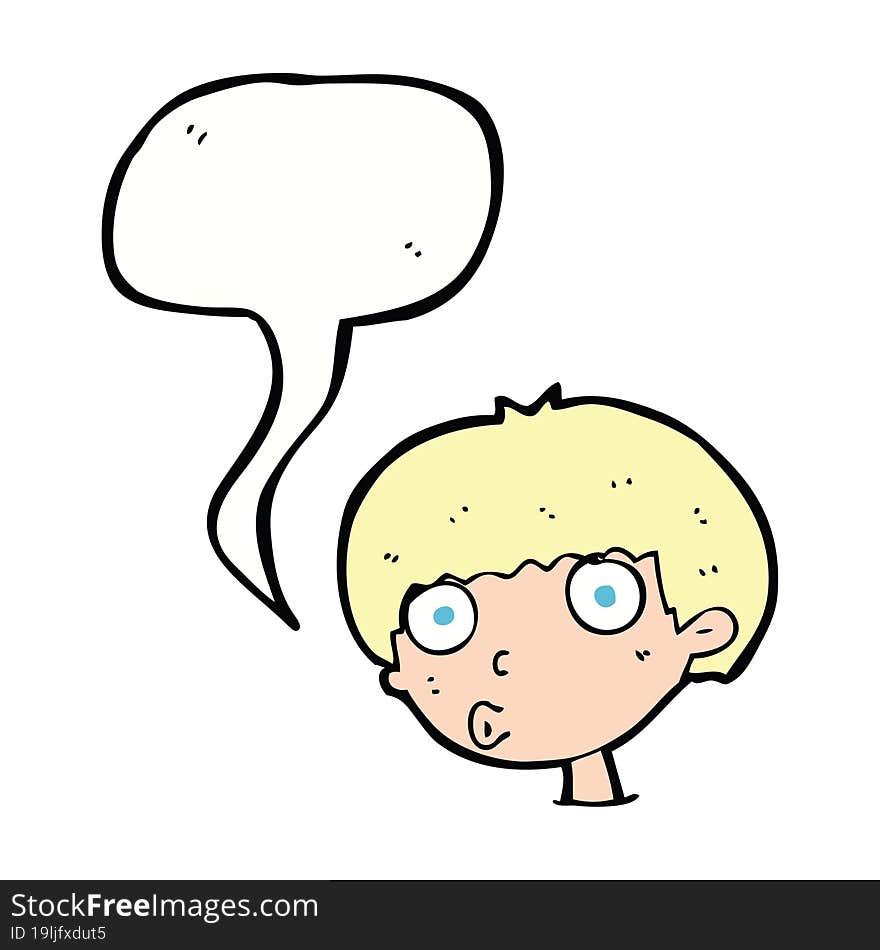 cartoon surprised boy with speech bubble