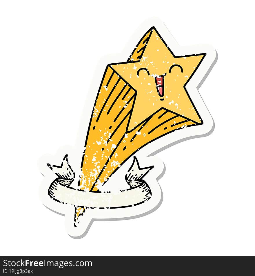 grunge sticker of tattoo style shooting star