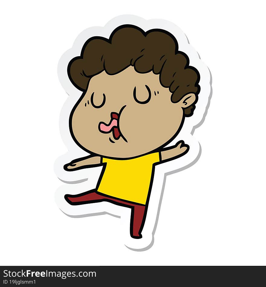 sticker of a cartoon man singing