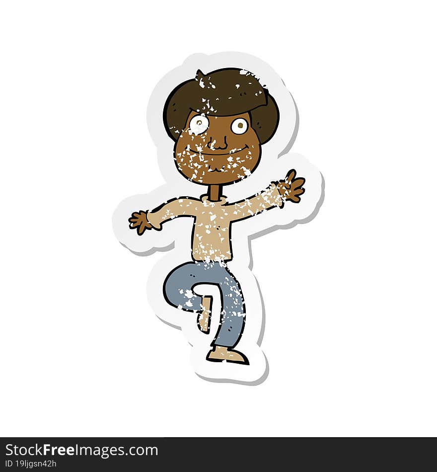 Retro Distressed Sticker Of A Cartoon Dancing Man