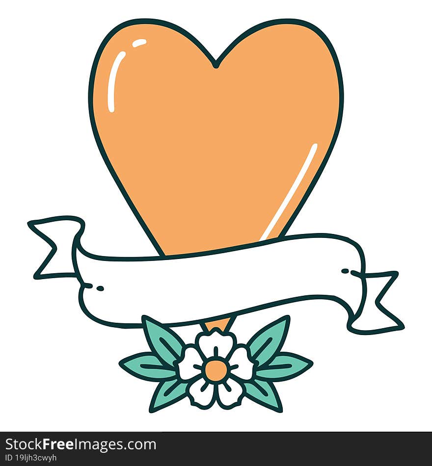 Tattoo Style Icon Of A Heart And Banner