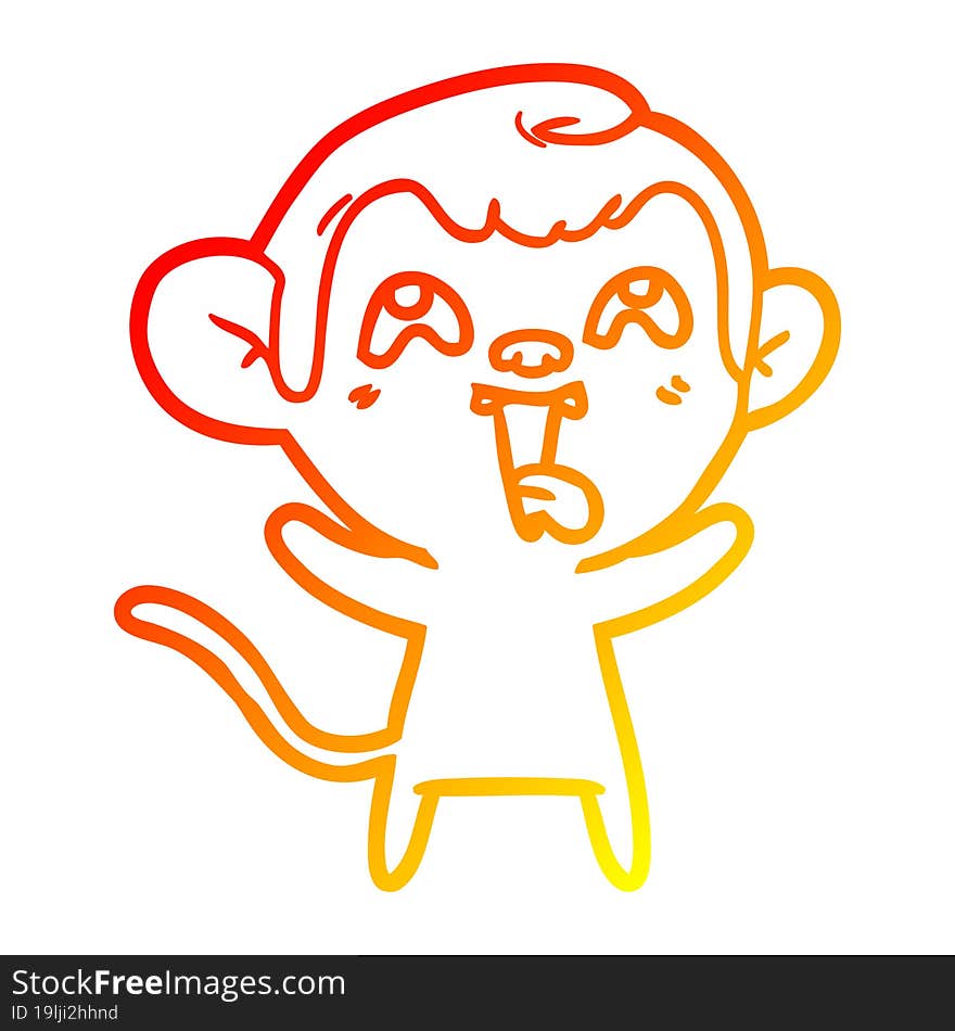 warm gradient line drawing crazy cartoon monkey