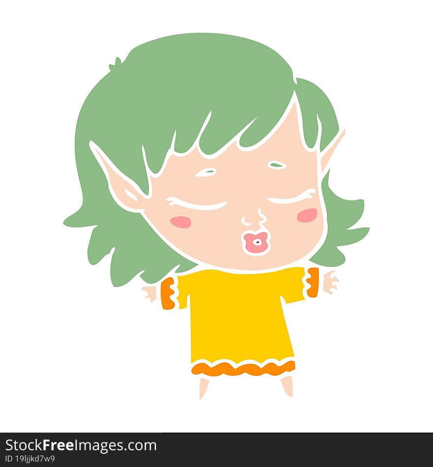 pretty flat color style cartoon elf girl