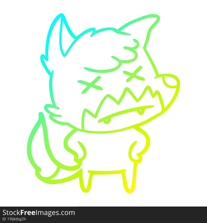 Cold Gradient Line Drawing Cartoon Dead Fox