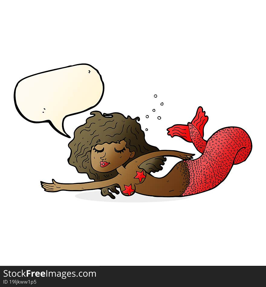 cartoon mermaid with speech bubble