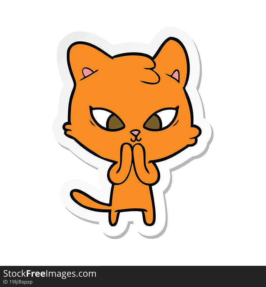 sticker of a cute cartoon cat