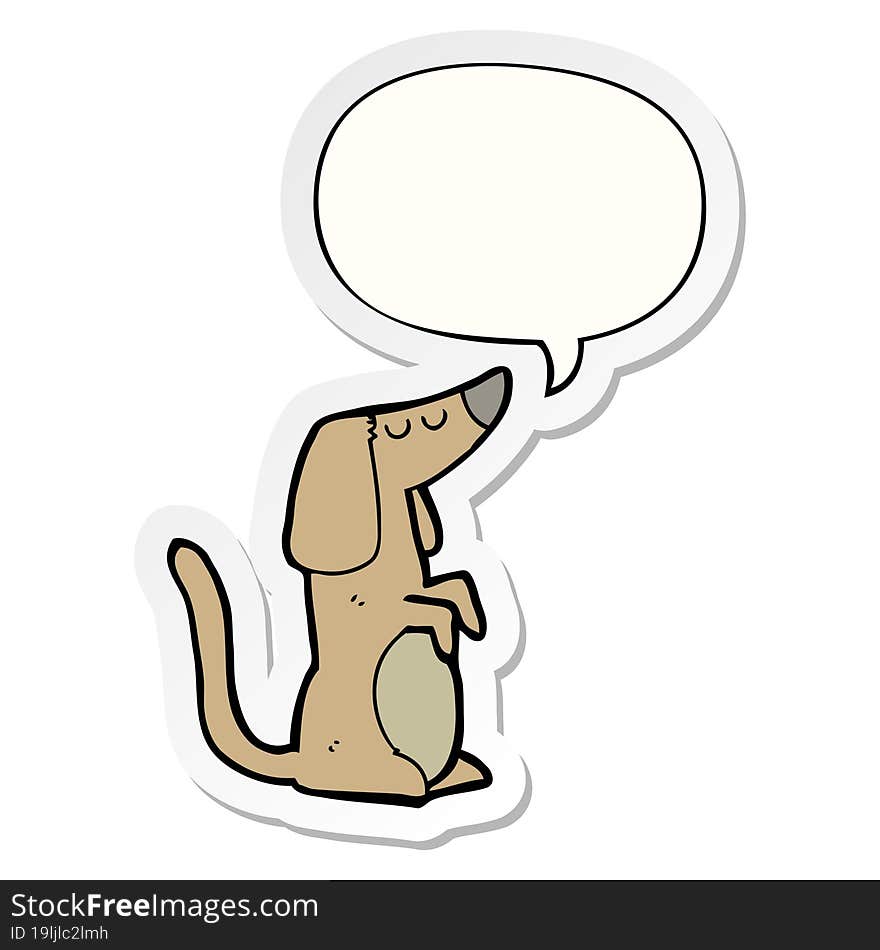 cartoon dog with speech bubble sticker. cartoon dog with speech bubble sticker