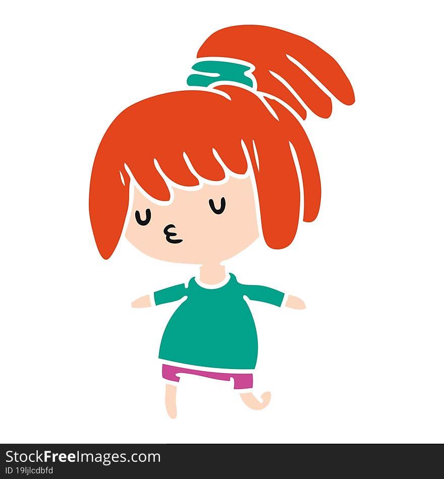 cartoon illustration of a cute kawaii girl. cartoon illustration of a cute kawaii girl