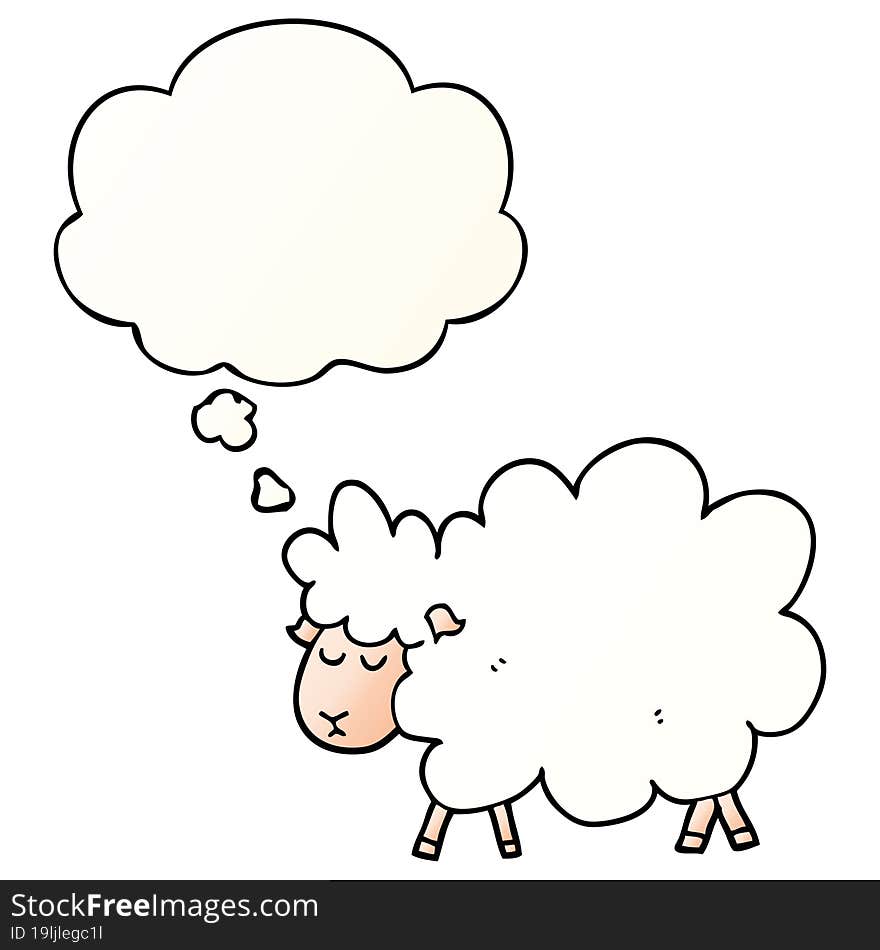 cartoon sheep and thought bubble in smooth gradient style