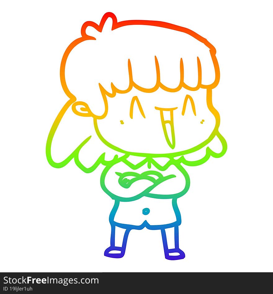 rainbow gradient line drawing of a cartoon woman