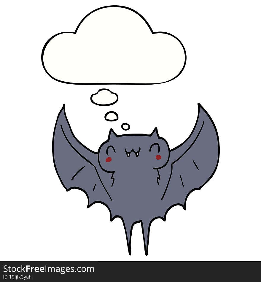 cartoon bat and thought bubble