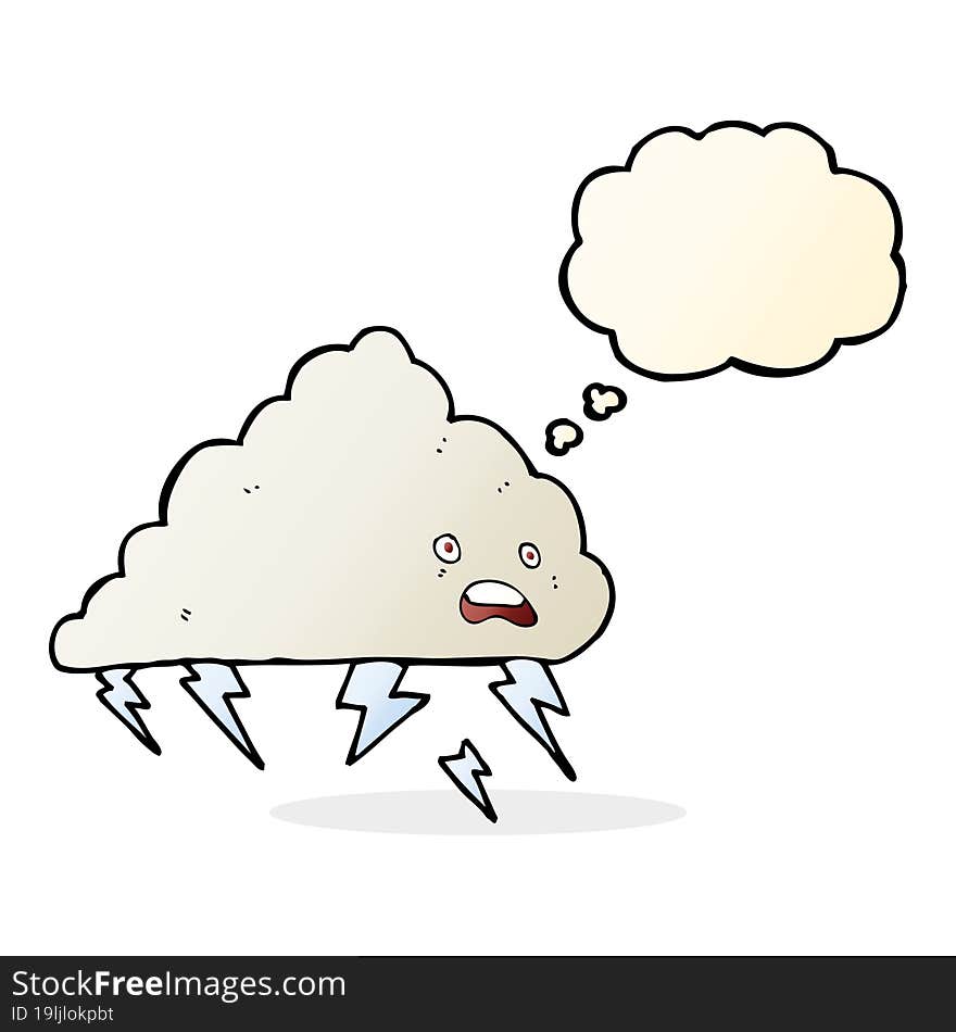 cartoon thundercloud with thought bubble