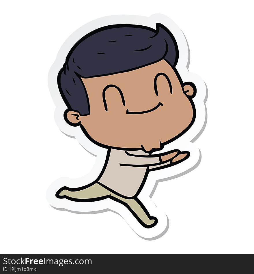 Sticker Of A Cartoon Friendly Man