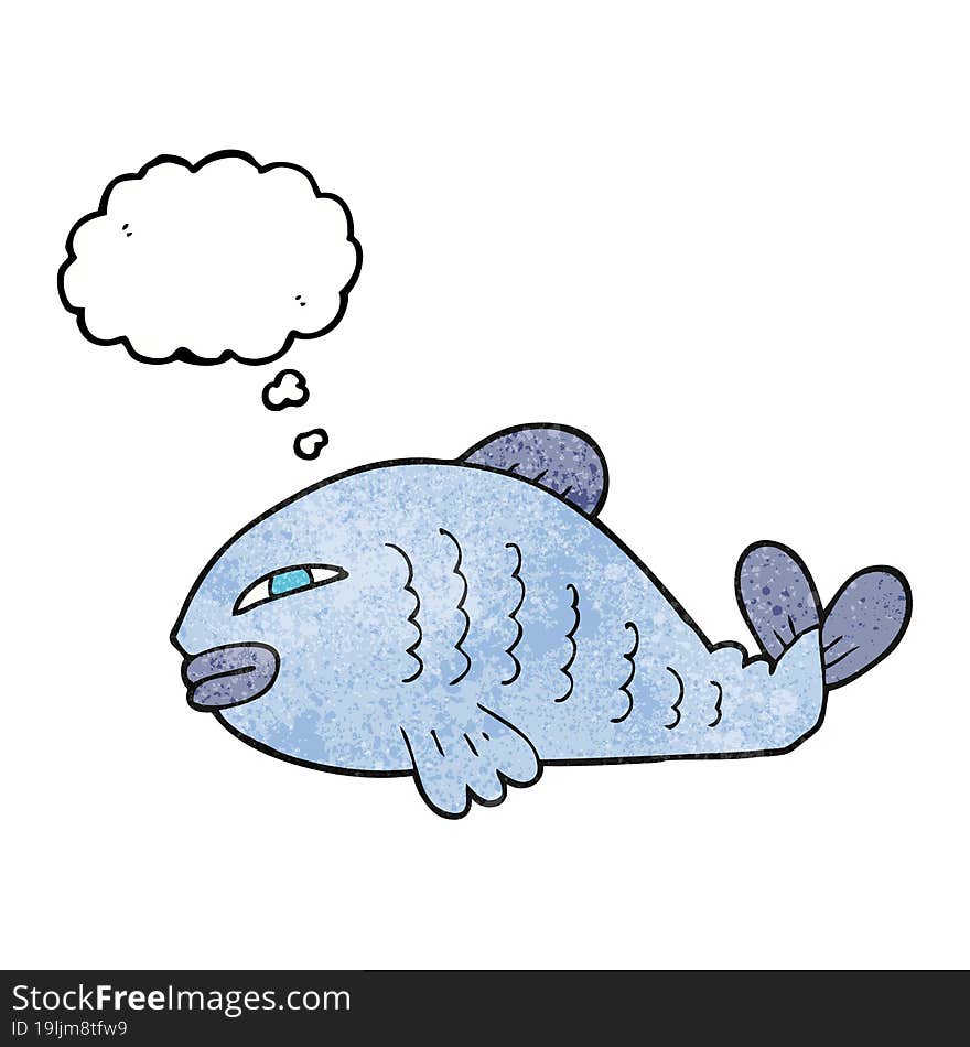 freehand drawn thought bubble textured cartoon fish