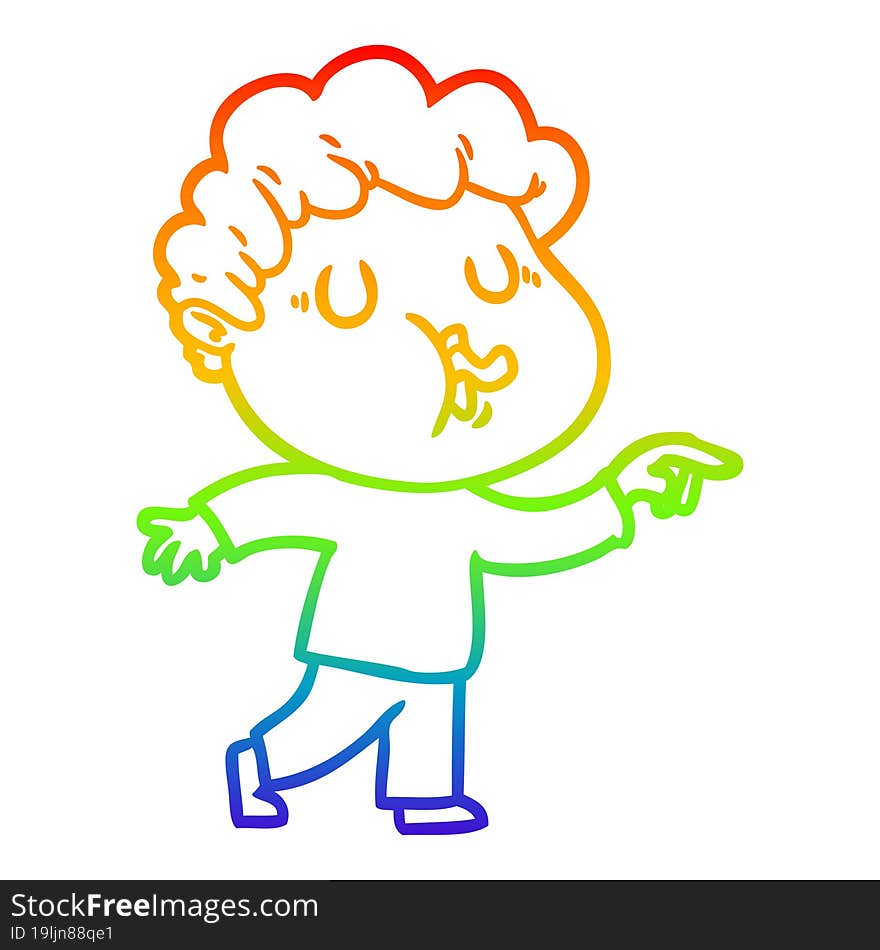 rainbow gradient line drawing cartoon man singing