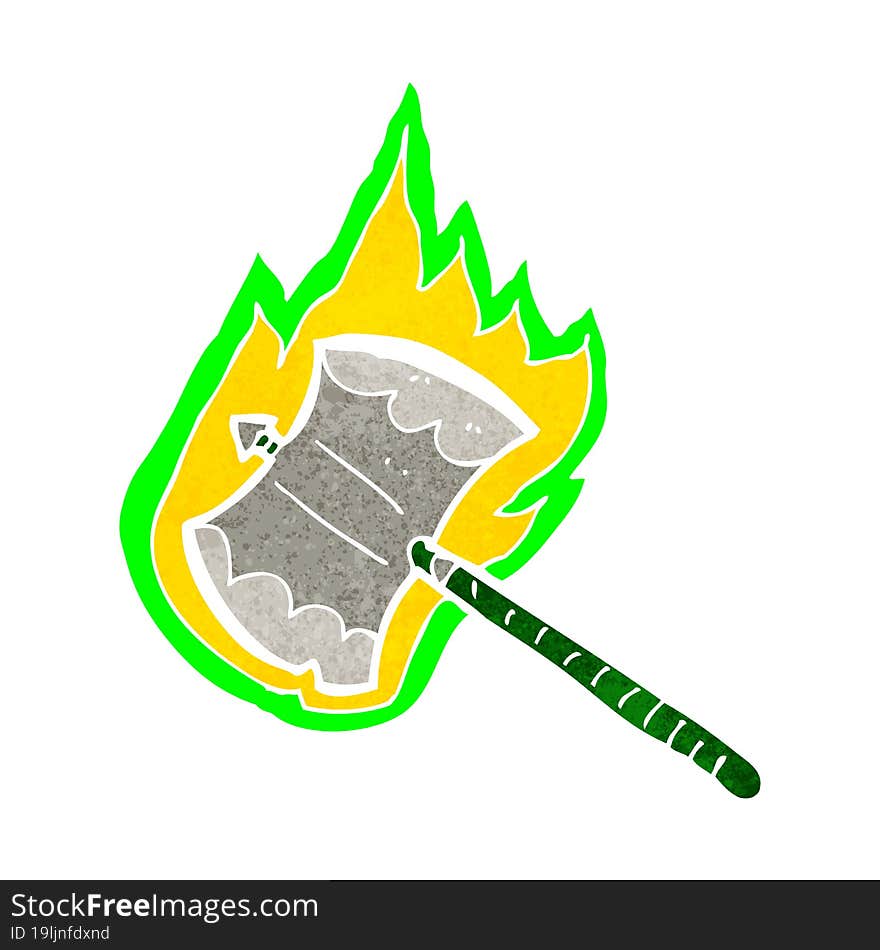 cartoon flaming axe