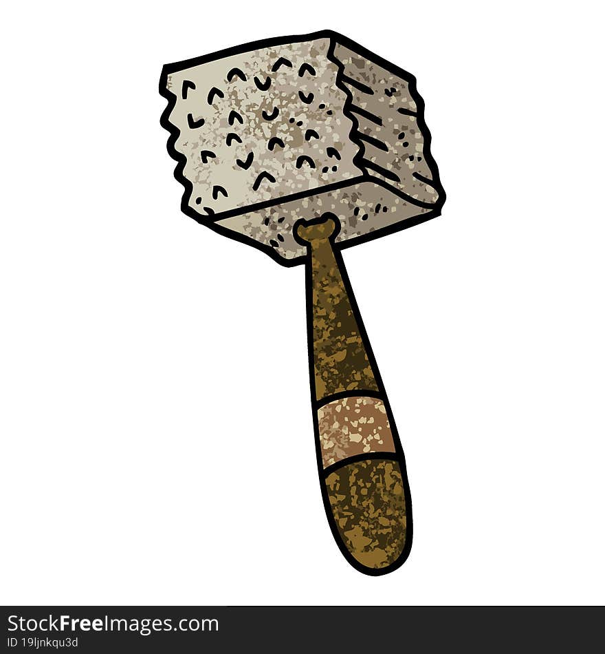 Grunge Textured Illustration Cartoon Meat Hammer