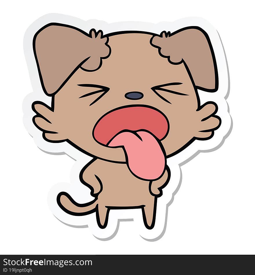 Sticker Of A Cartoon Disgusted Dog