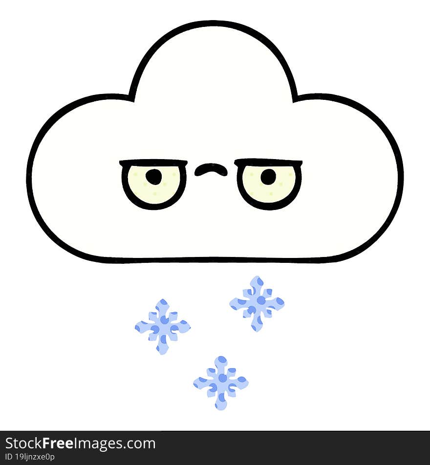 Comic Book Style Cartoon Snow Cloud