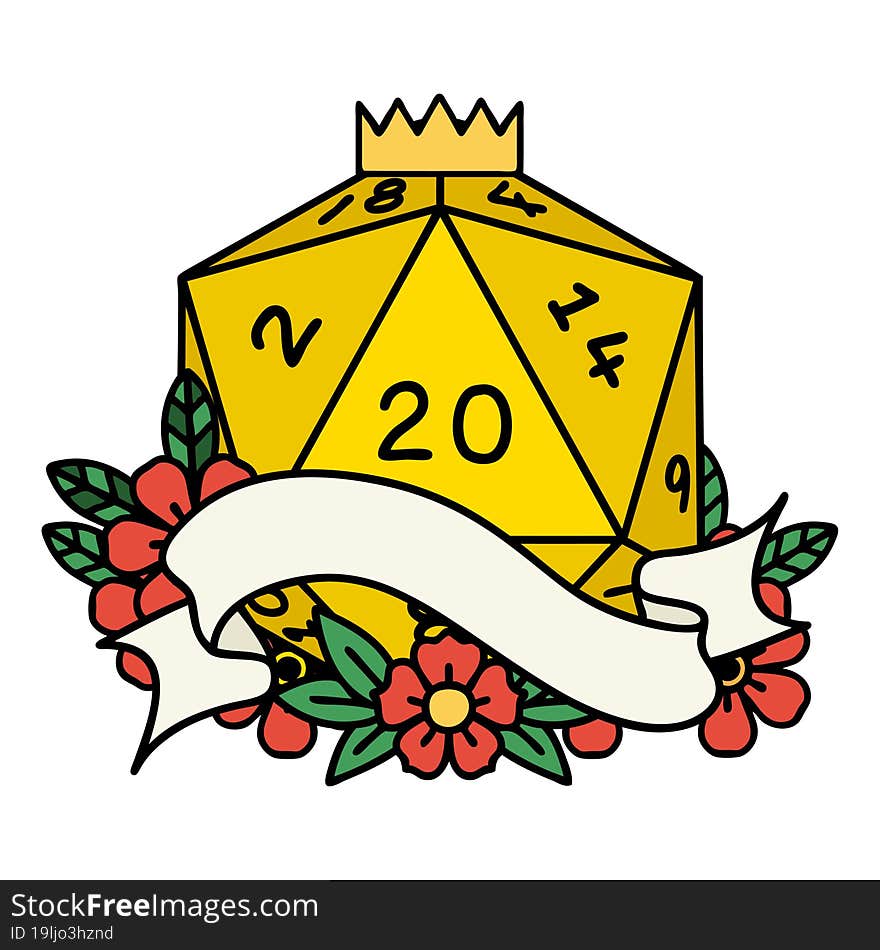 natural twenty D20 dice roll illustration