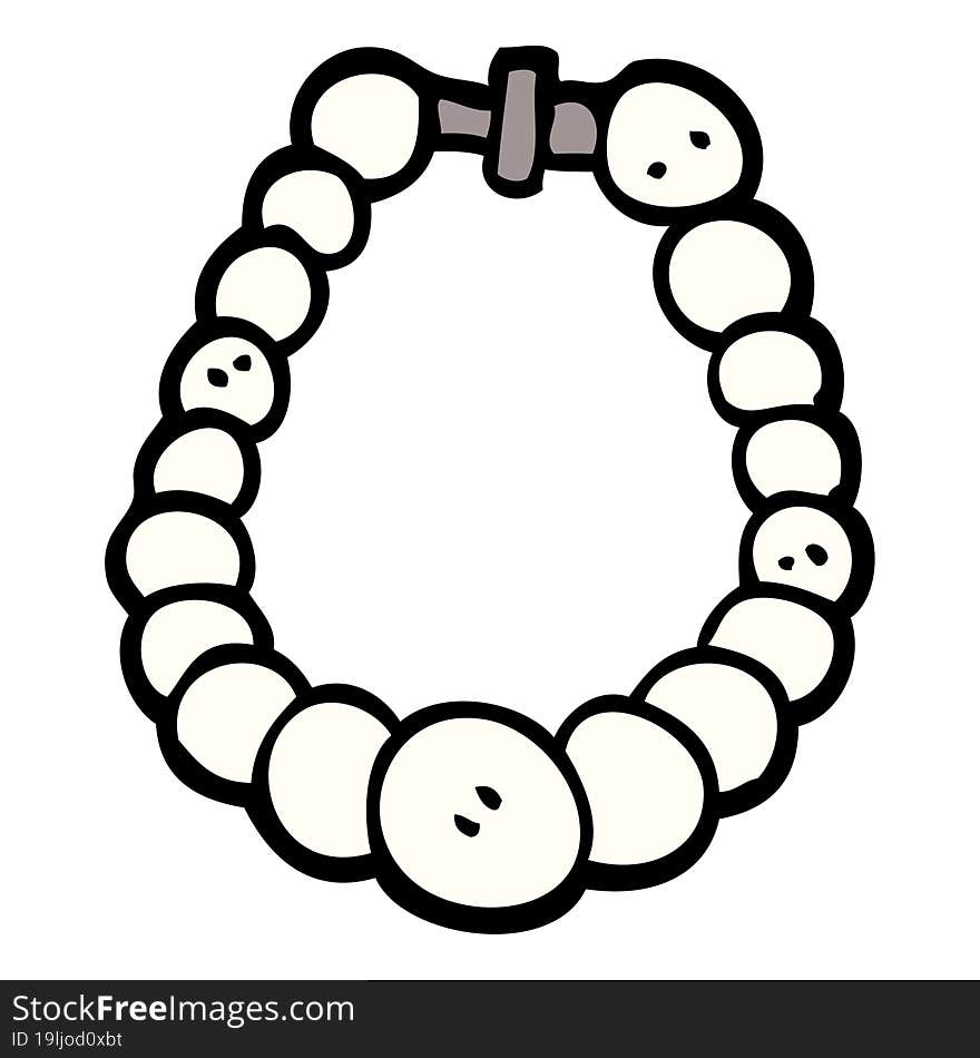 cartoon doodle white pearl necklace