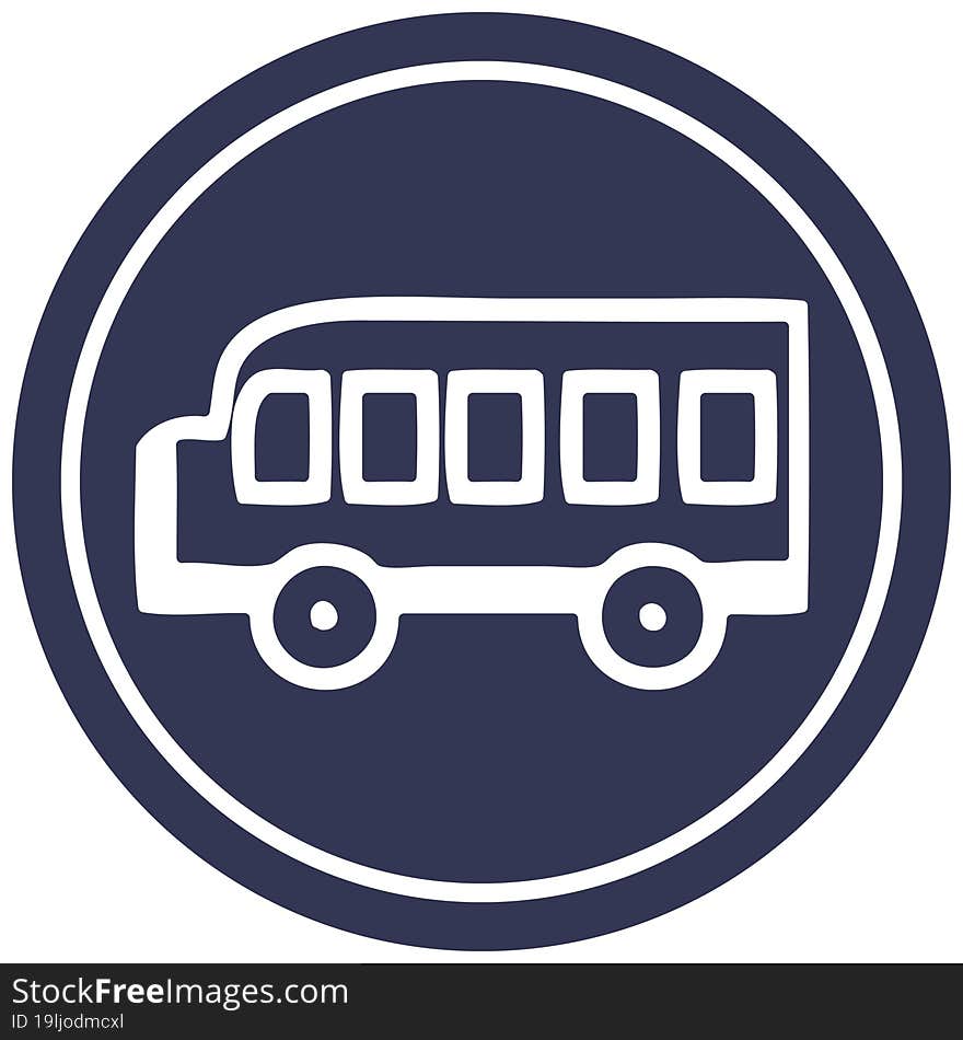 school bus circular icon symbol