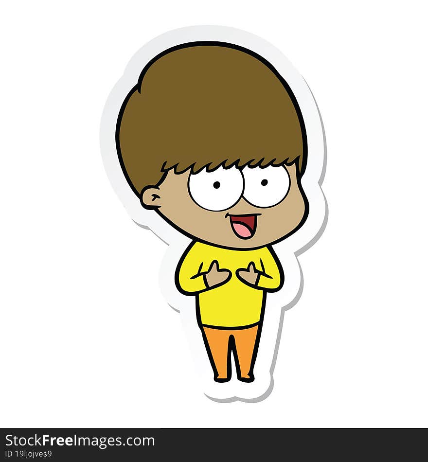 sticker of a happy cartoon boy