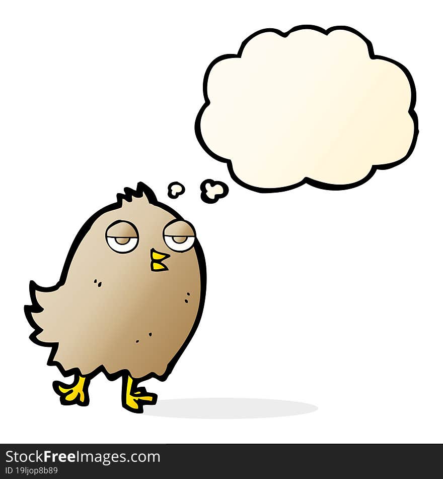 funny cartoon bird with thought bubble