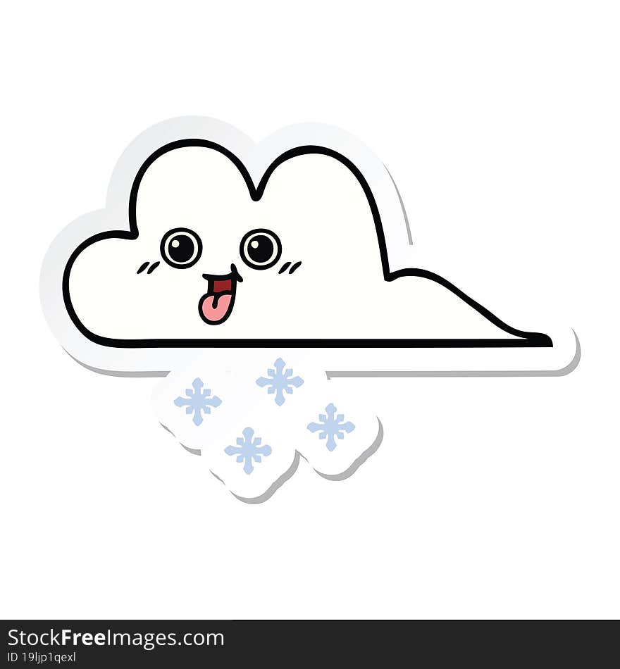 sticker of a cute cartoon snow cloud