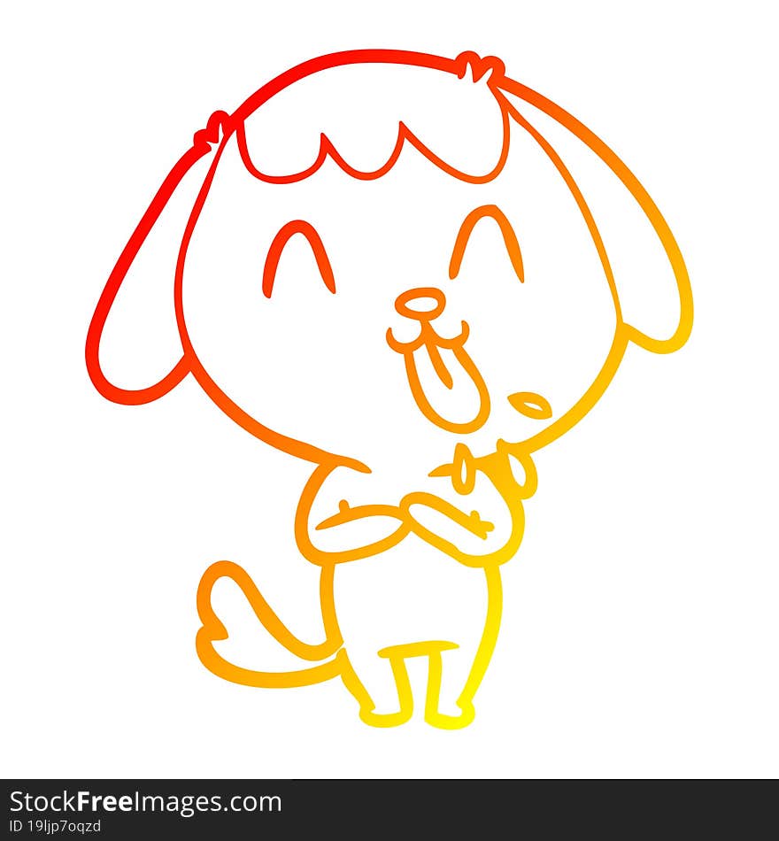 Warm Gradient Line Drawing Cute Cartoon Dog