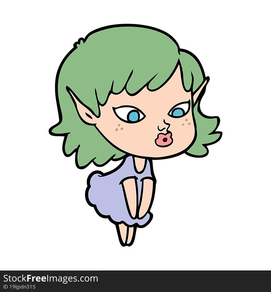 pretty cartoon elf girl. pretty cartoon elf girl