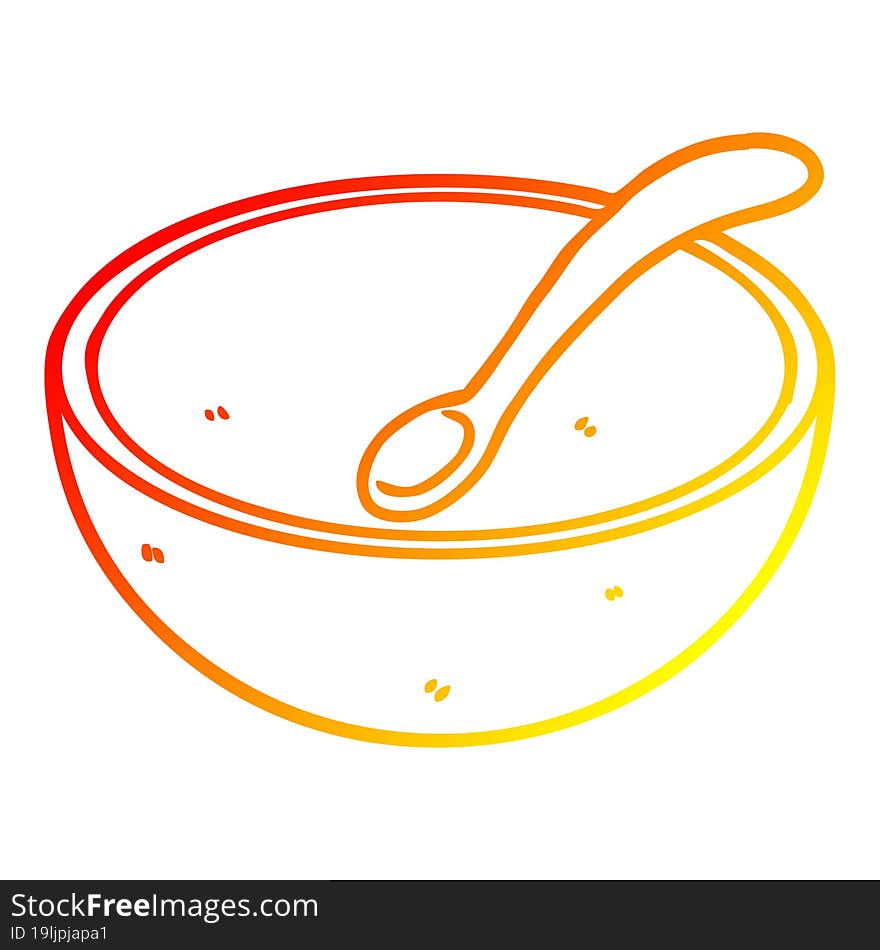 Warm Gradient Line Drawing Cartoon Wooden Bowl And Spoon