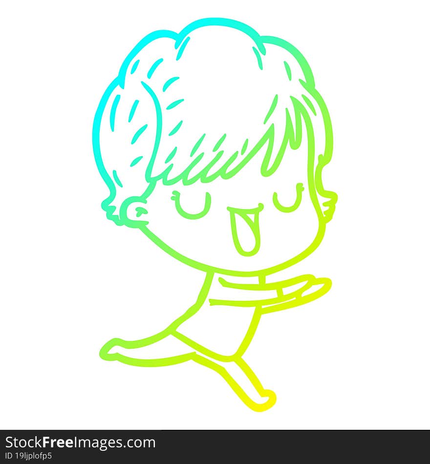 cold gradient line drawing of a cartoon woman talking