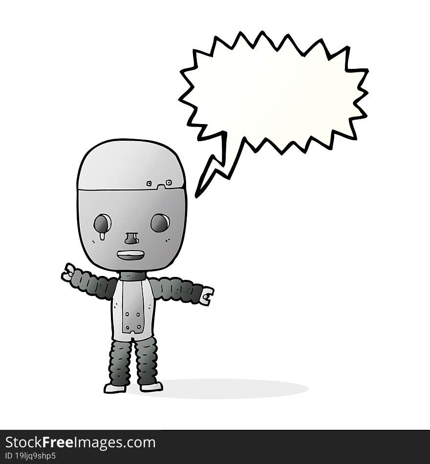 cartoon robot with speech bubble