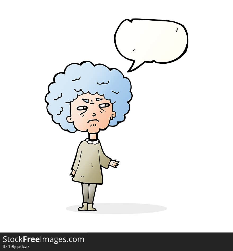 Cartoon Old Lady With Speech Bubble