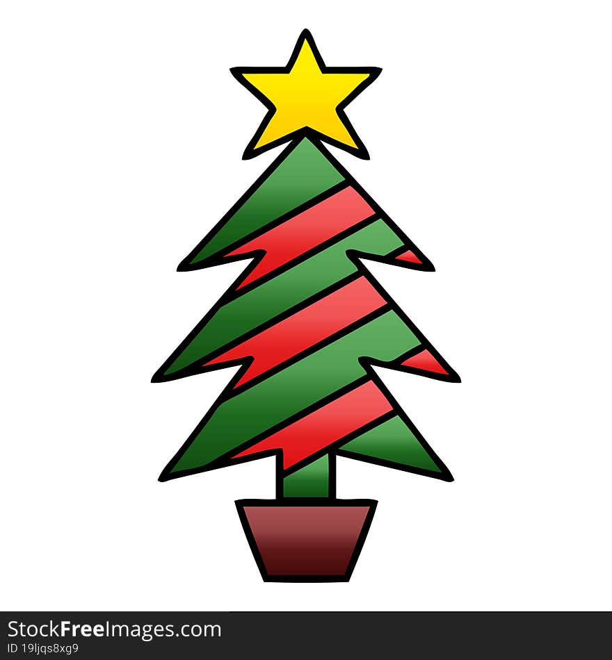 gradient shaded cartoon of a christmas tree