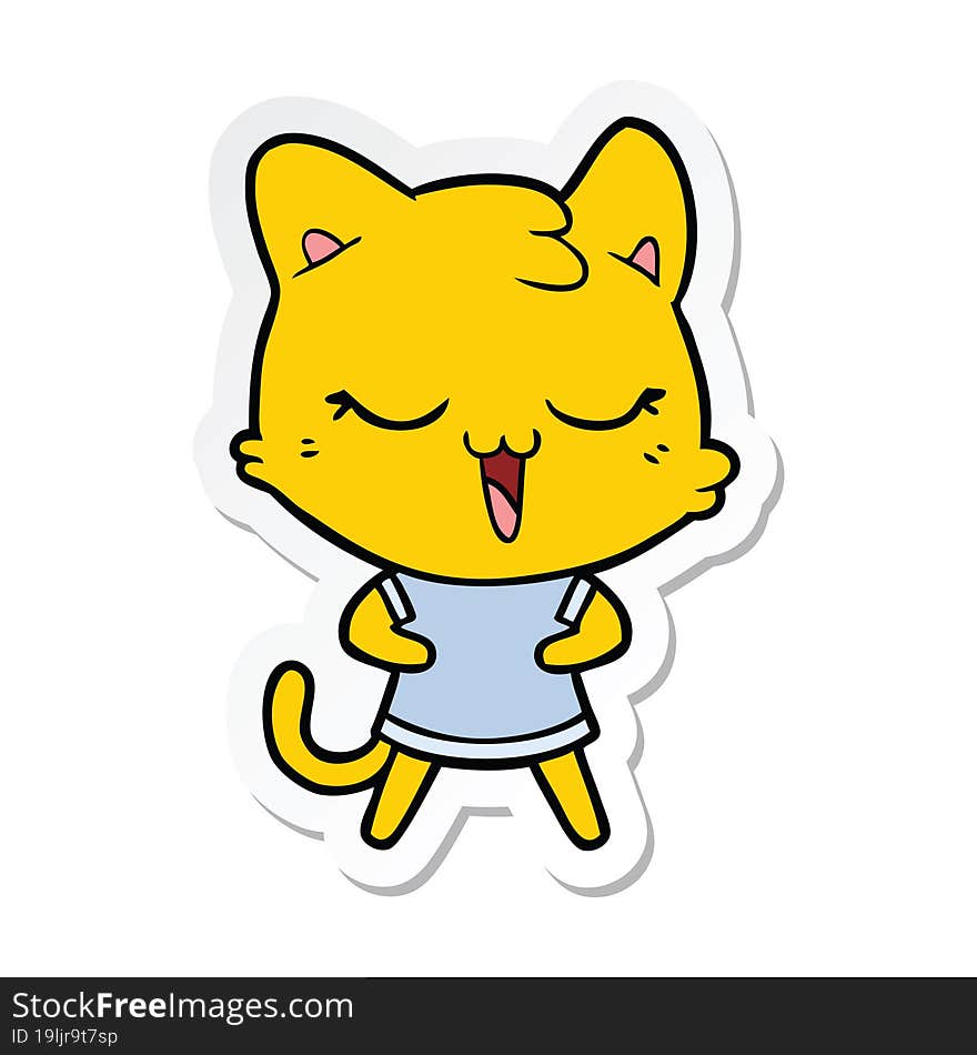 sticker of a happy cartoon cat