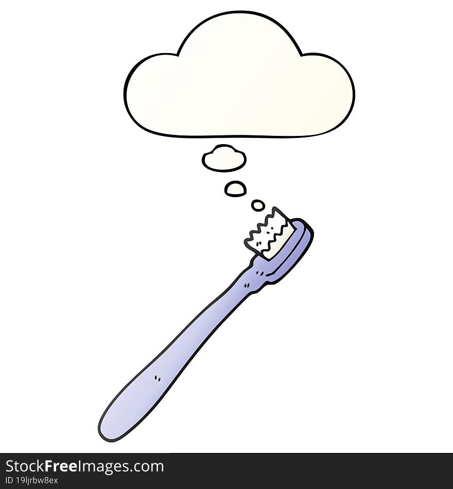 Cartoon Toothbrush And Thought Bubble In Smooth Gradient Style